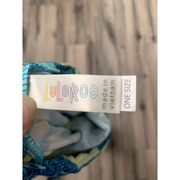 LulaRoe One Size Blue Yellow Dinosaur Leggings "Unicorn Rare Print" - Picture 3 of 4